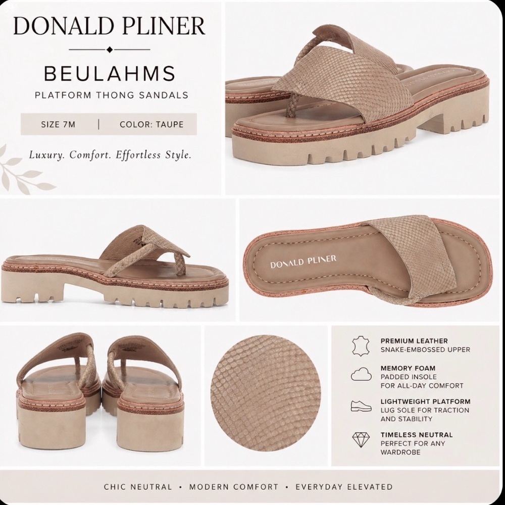 Donald Pliner Beulah’s Metallic Snake Print Sandal in Praline